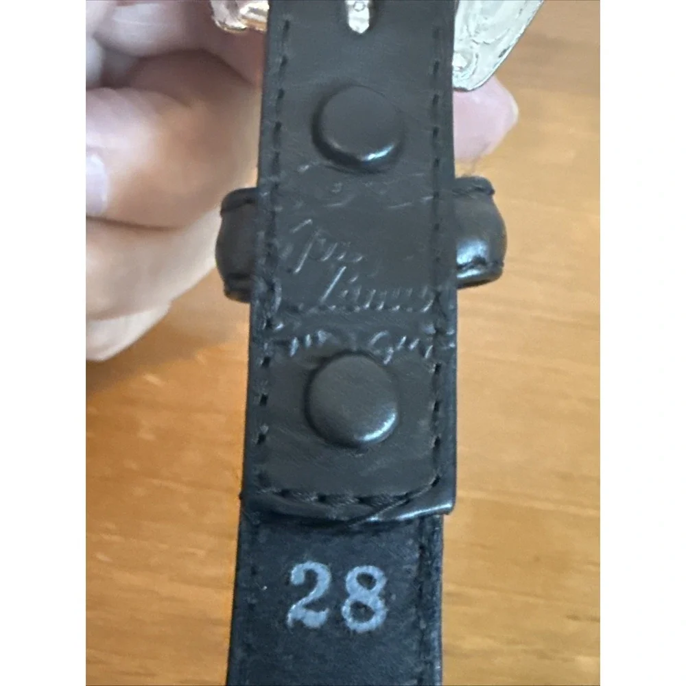 Vintage Tony Lama Black Braided Silver Tone Concho Belt Size-28